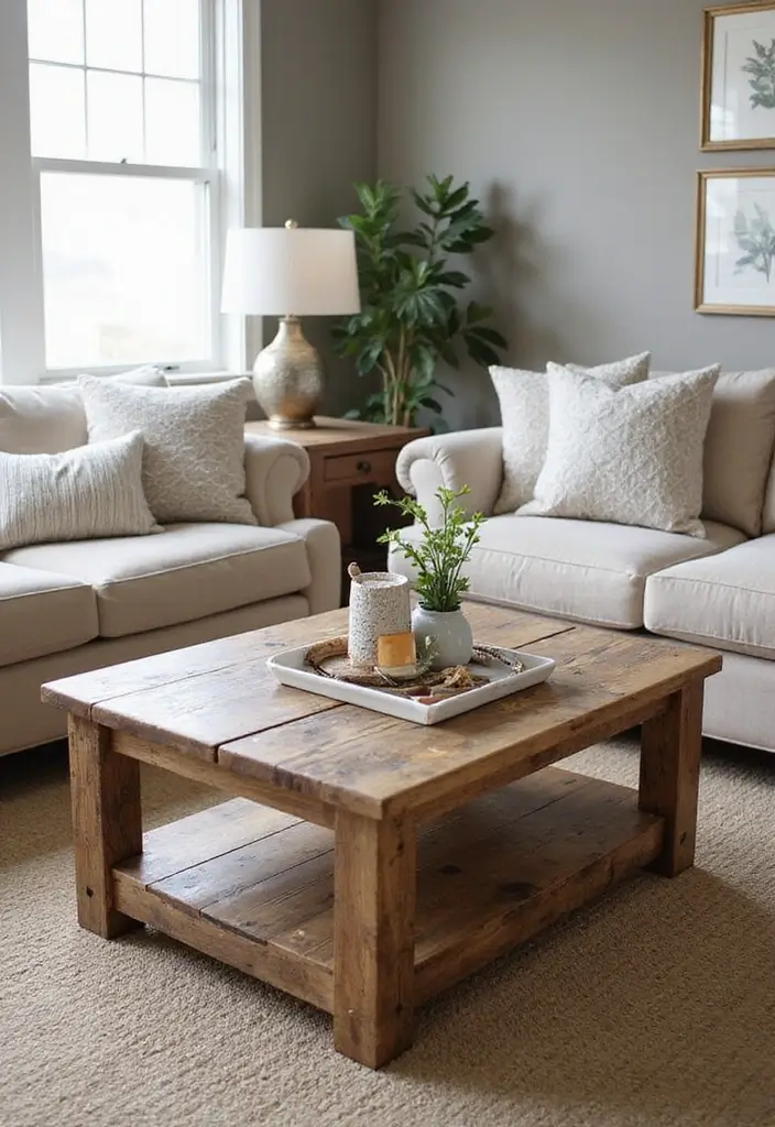 30 Must-Have Small Modern Farmhouse Living Room Furniture Pieces You Can't Live Without! - 2. Rustic Coffee Table
