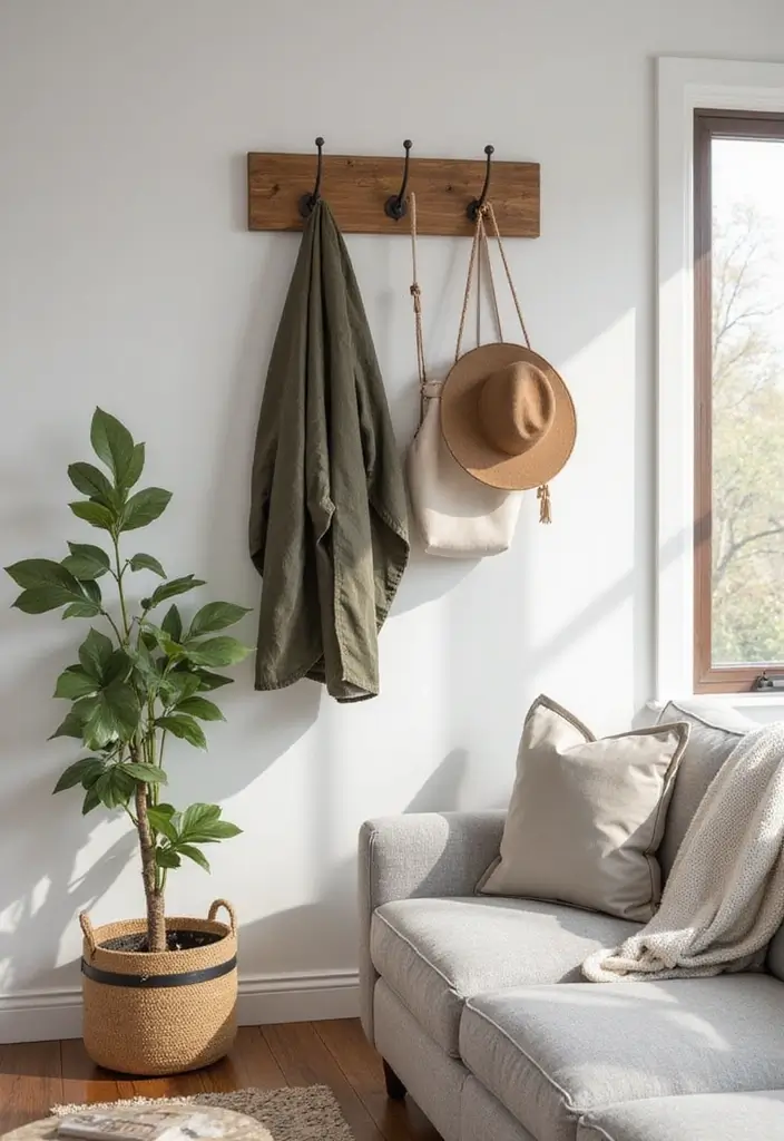 30 Must-Have Small Modern Farmhouse Living Room Furniture Pieces You Can't Live Without! - 21. Farmhouse Style Wall Hooks