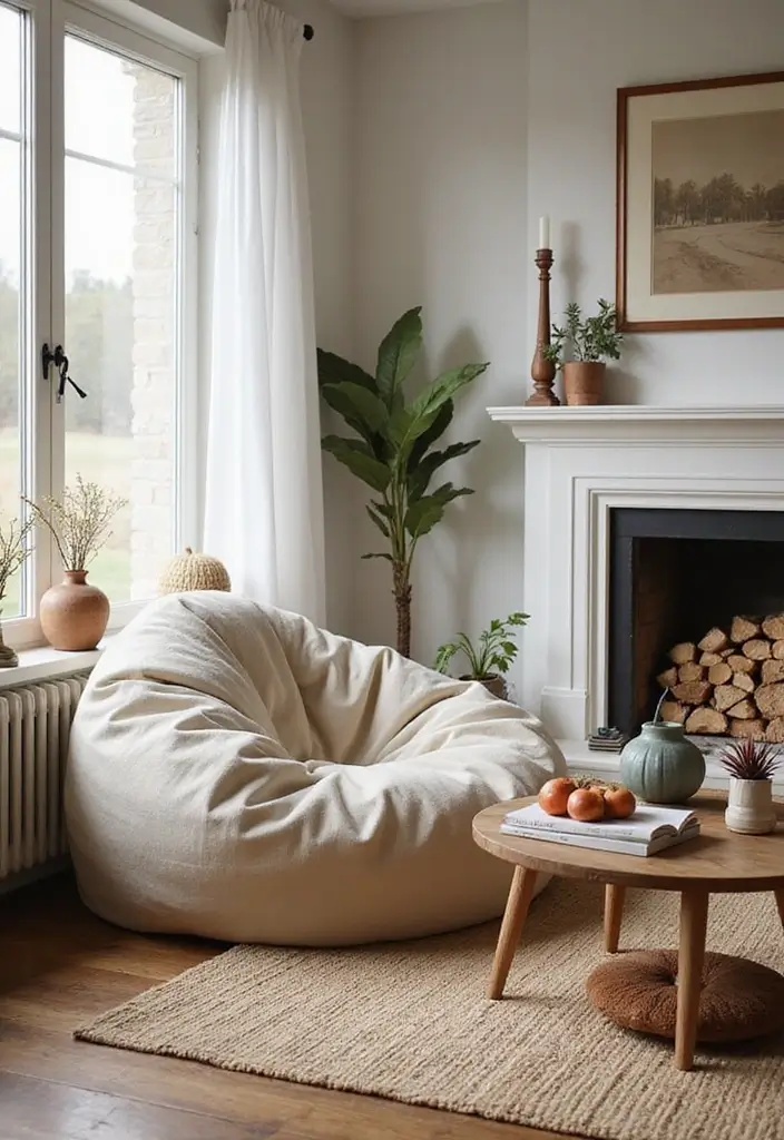 30 Must-Have Small Modern Farmhouse Living Room Furniture Pieces You Can't Live Without! - 26. Cozy Bean Bags