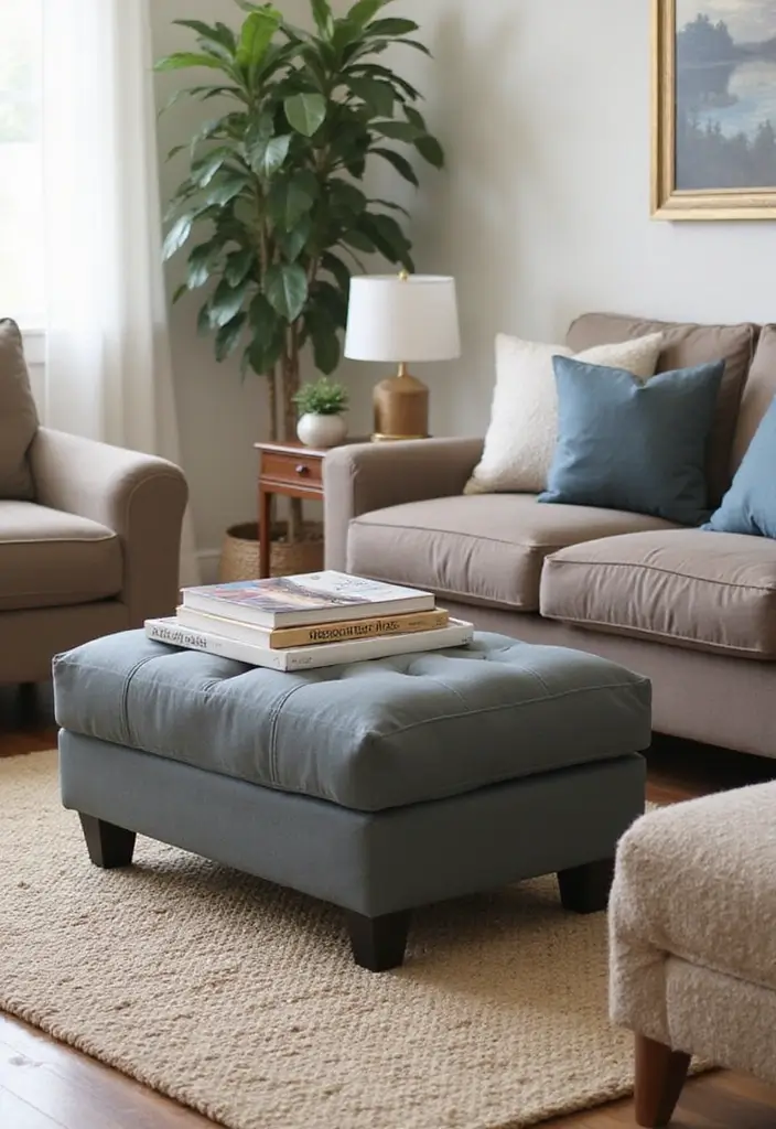 30 Must-Have Small Modern Farmhouse Living Room Furniture Pieces You Can't Live Without! - 9. Multi-Functional Ottoman