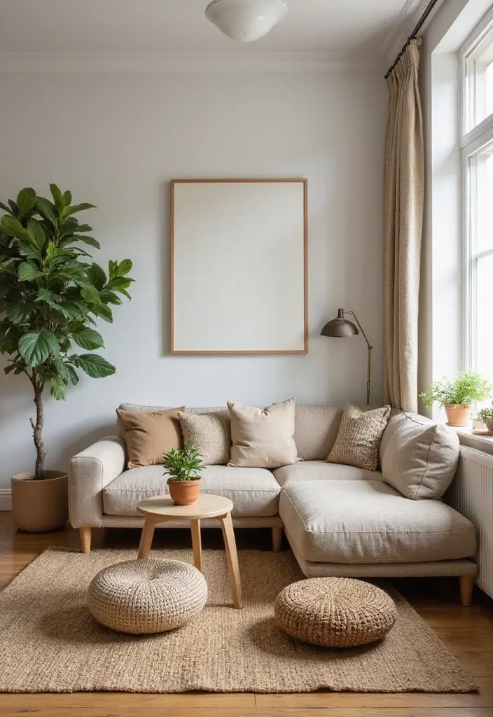 30 Small Apartment Living Room Layouts That Will Transform Your Space! - 19. The Nature-Inspired Space