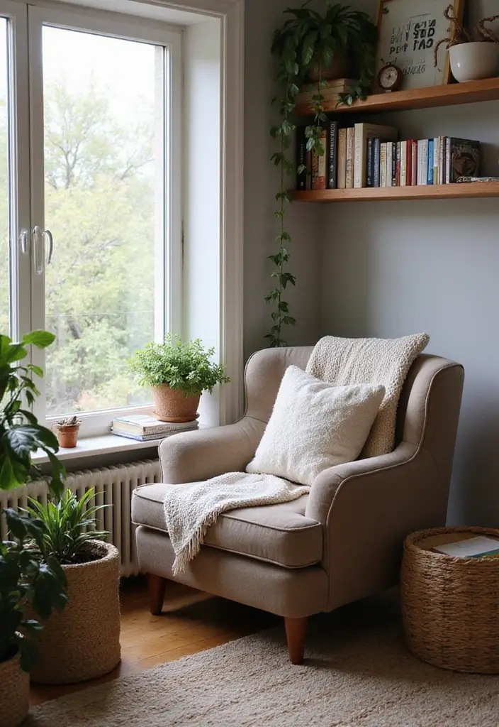 30 Small Apartment Living Room Layouts That Will Transform Your Space! - 28. The Comforting Reading Nook