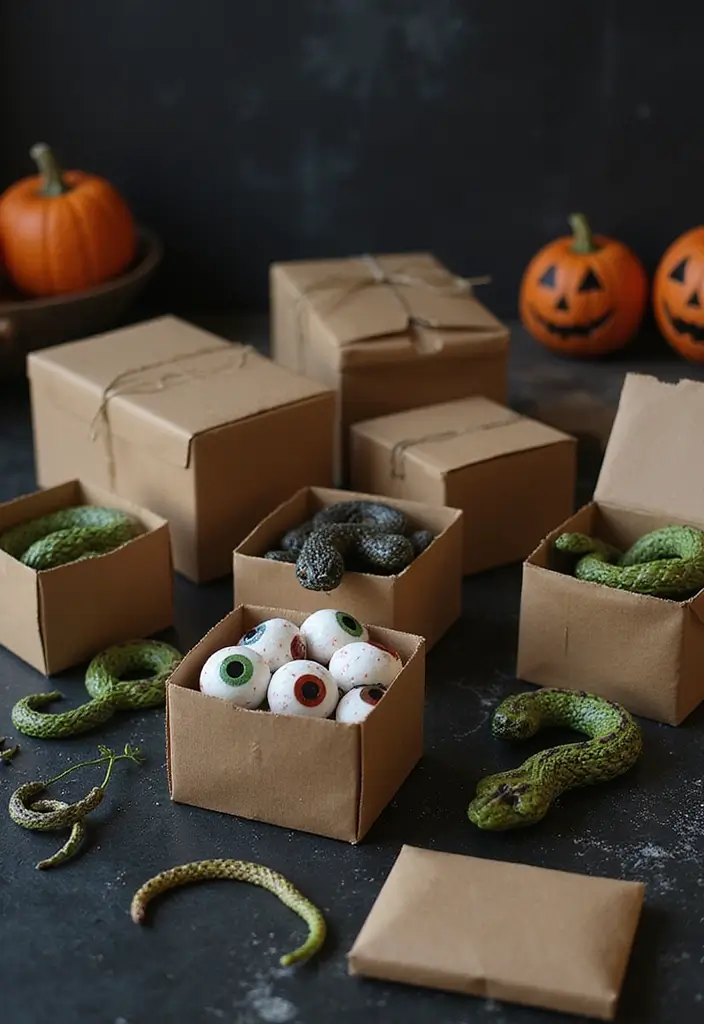 30 Spooktacular Halloween Decorations for Your Ultimate Party (Your Guests Will Scream!) - 25. Mystery Boxes