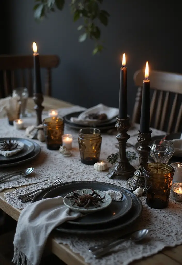 30 Spooktacular Halloween Decorations for Your Ultimate Party (Your Guests Will Scream!) - 26. Spider Web Table Decor