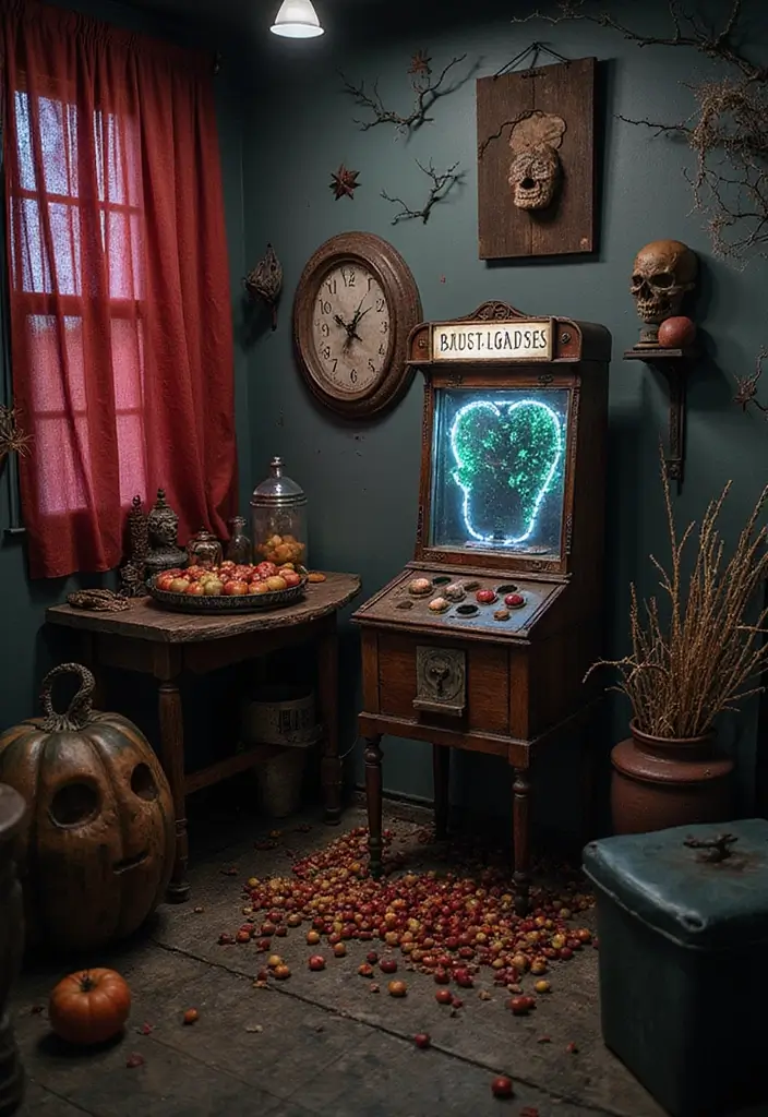 30 Spooktacular Halloween Decorations for Your Ultimate Party (Your Guests Will Scream!) - 29. Haunted Game Corner