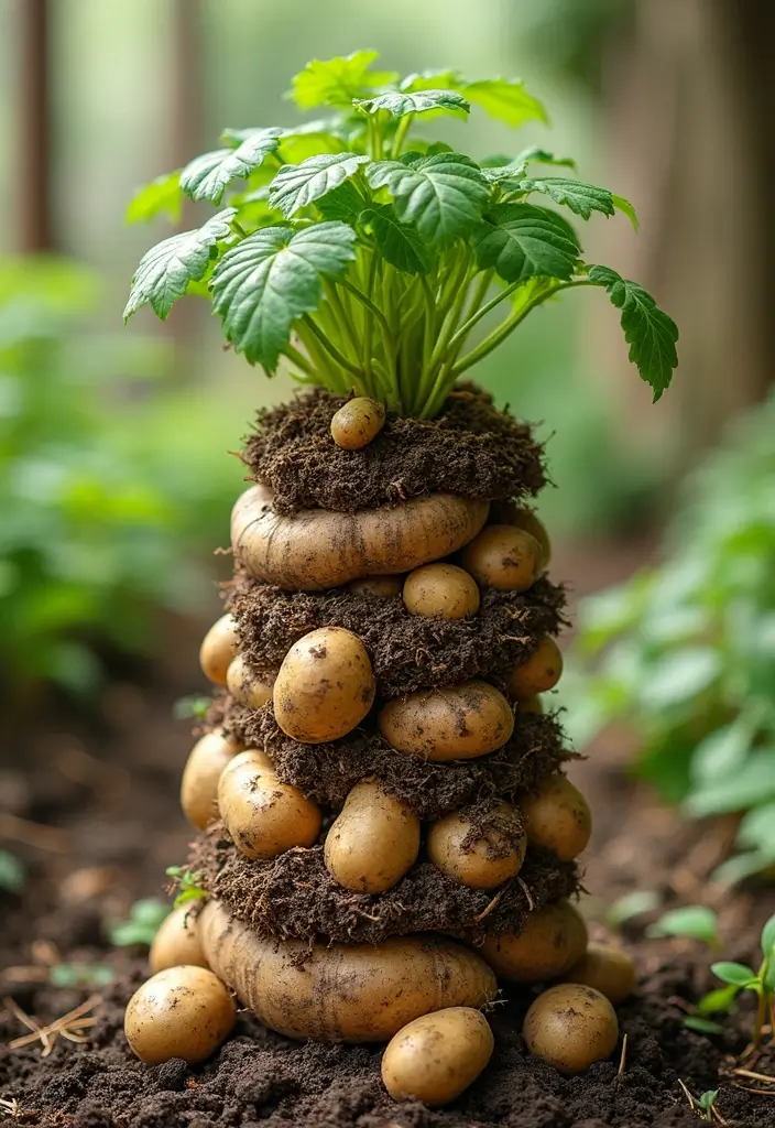 30 Stunning Backyard Vegetable Garden Designs That Even Beginners Can Nail! - 18. Potato Tower Garden