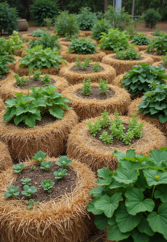 30 Stunning Backyard Vegetable Garden Designs That Even Beginners Can Nail! - 24. Straw Bale Garden