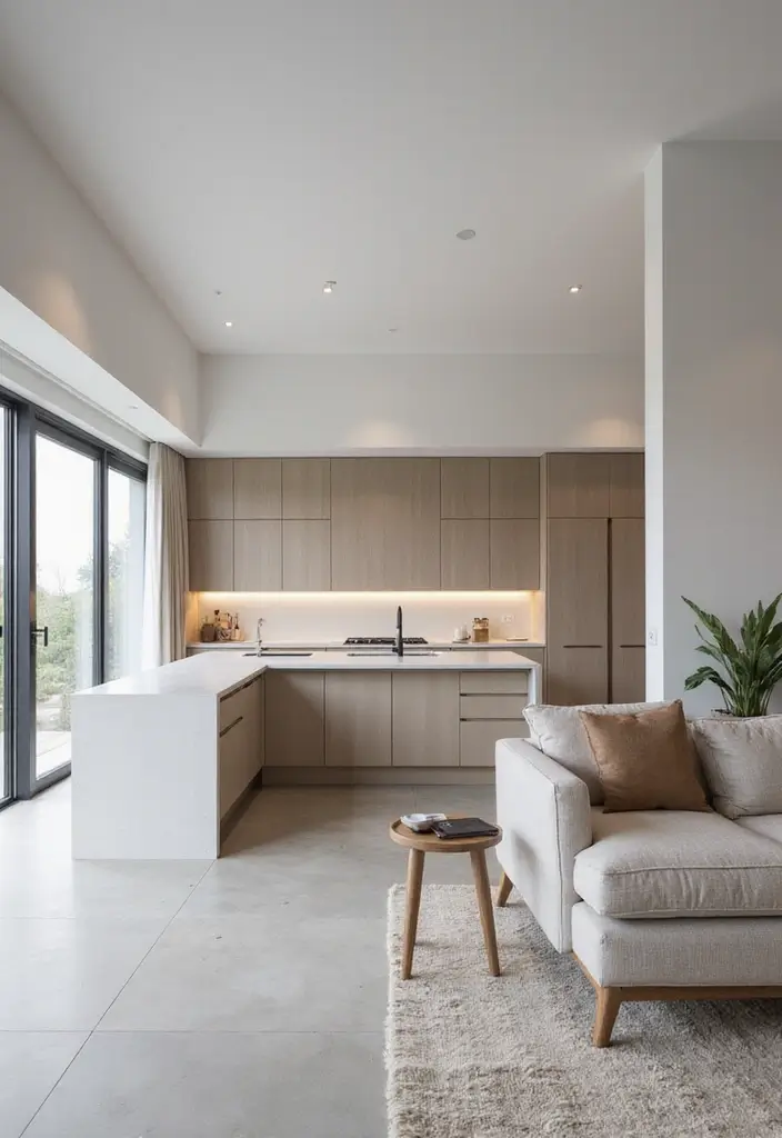 30 Stunning Open Floor Plan Ideas That Will Transform Your Living Room and Kitchen! - 1. Minimalist Marvel: Embrace Simplicity