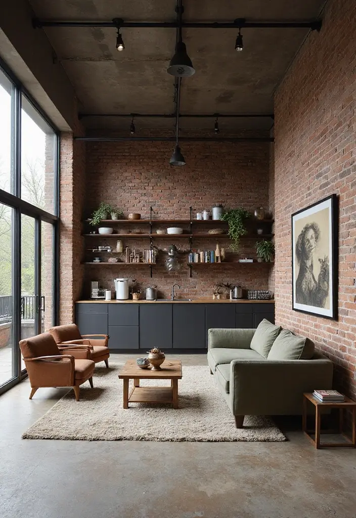 30 Stunning Open Floor Plan Ideas That Will Transform Your Living Room and Kitchen! - 4. Industrial Vibes: Urban Edge