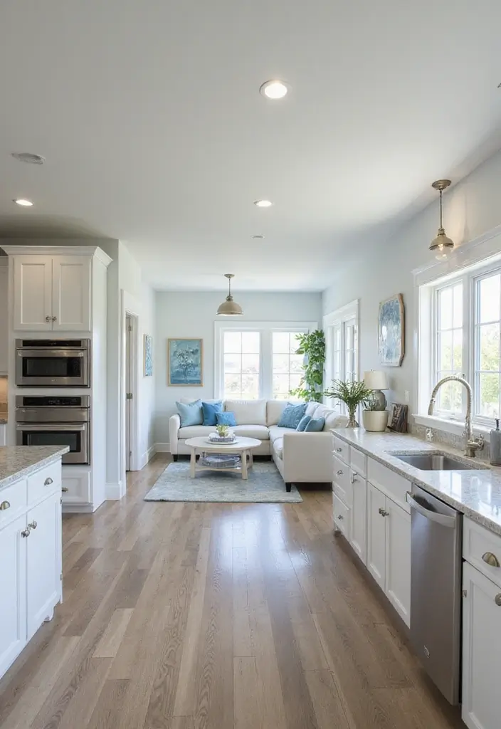 30 Stunning Open Floor Plan Ideas That Will Transform Your Living Room and Kitchen! - 5. Coastal Breeze: Light and Airy