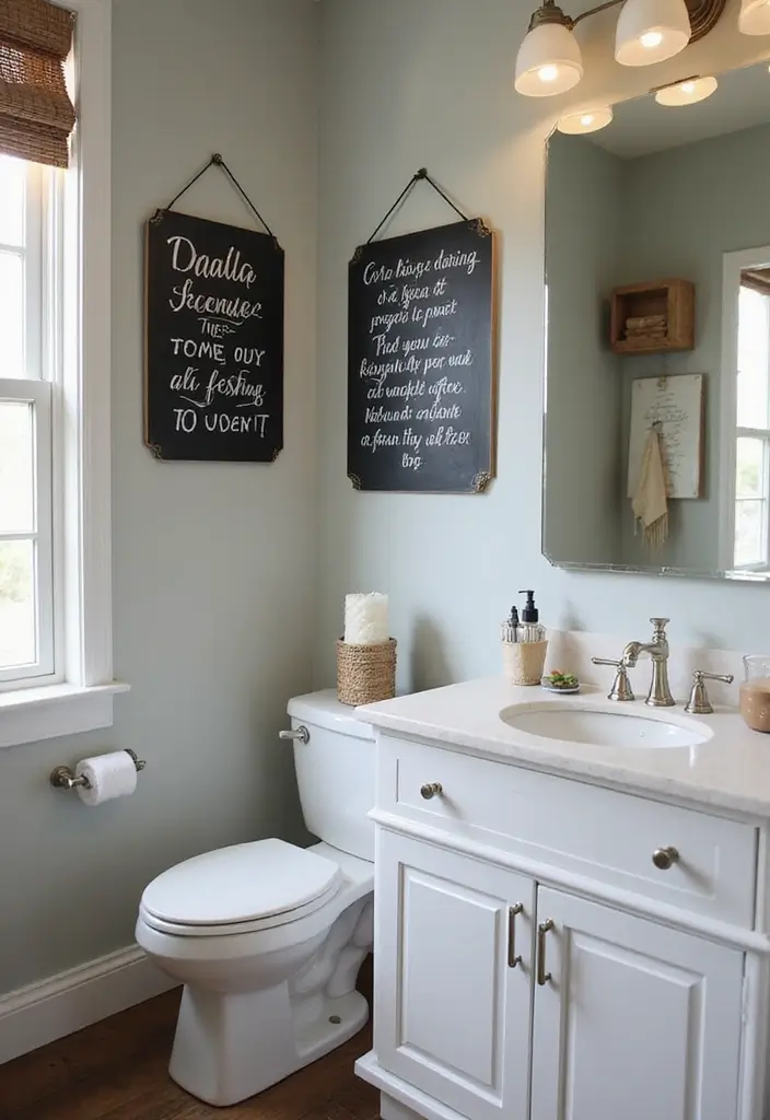 30 Western Bathroom Decor Ideas That'll Make You Feel Like You're in a Cowboy Movie! - 18. Chalkboard Signs