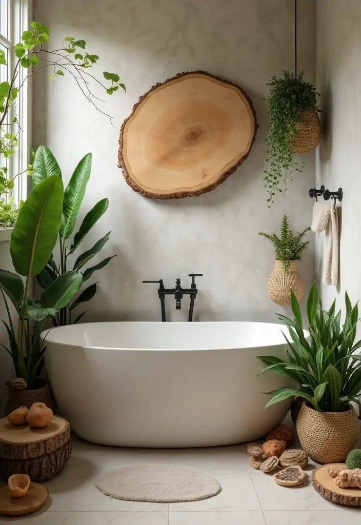 30 Western Bathroom Decor Ideas That'll Make You Feel Like You're in a Cowboy Movie! - 19. Nature-Inspired Decor