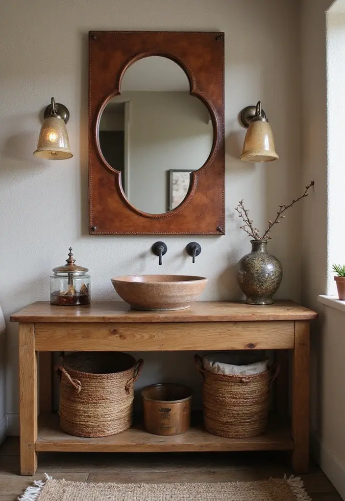 30 Western Bathroom Decor Ideas That'll Make You Feel Like You're in a Cowboy Movie! - 9. Leather Accents