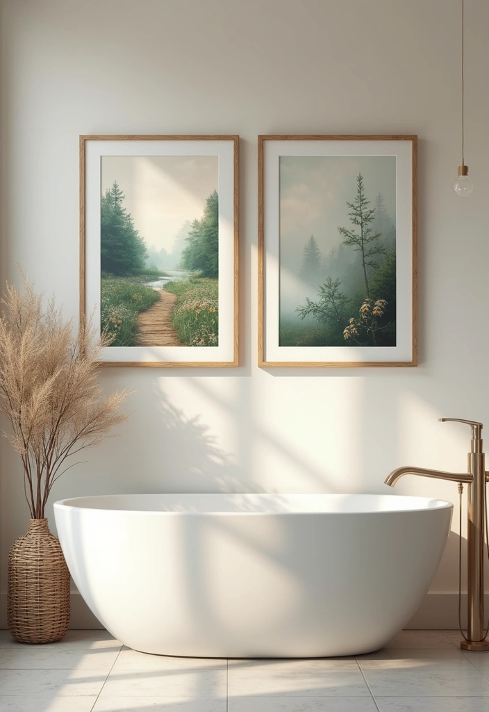35 Spa-Inspired Bathroom Decor Ideas That Will Turn Your Home into a Zen Oasis! - 15. Calming Wall Art