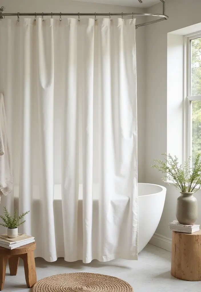 35 Spa-Inspired Bathroom Decor Ideas That Will Turn Your Home into a Zen Oasis! - 26. Soft Cotton Shower Curtain