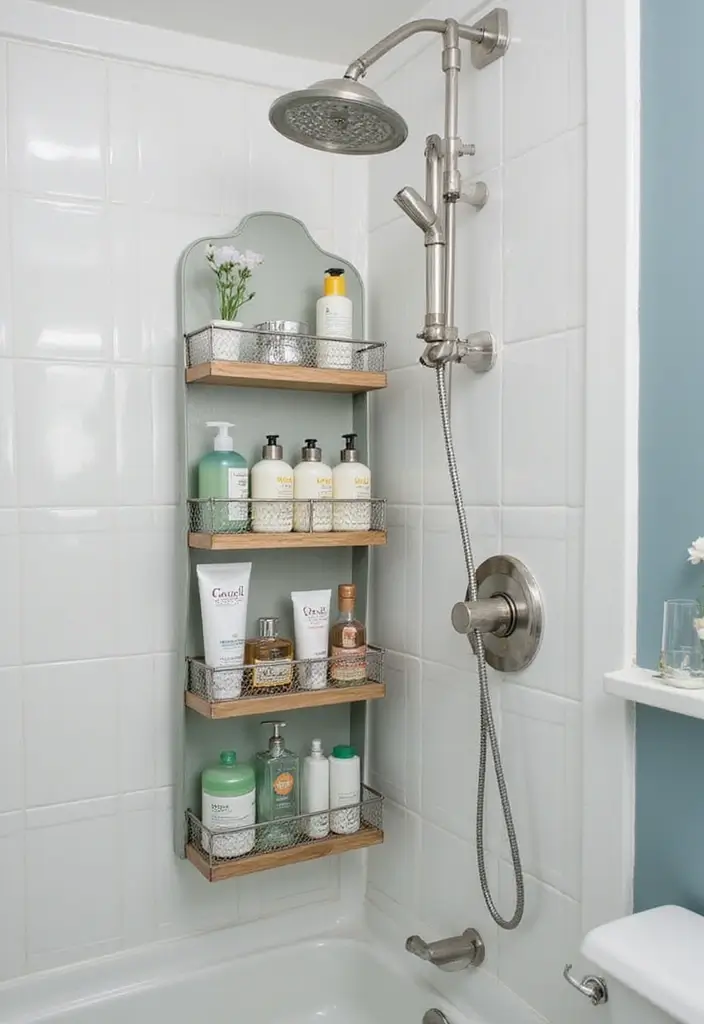 35 Spa-Inspired Bathroom Decor Ideas That Will Turn Your Home into a Zen Oasis! - 29. Unique Shower Caddies