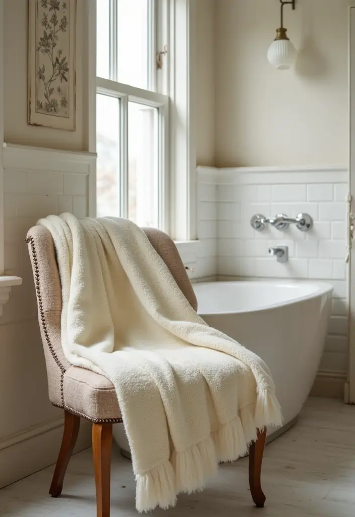 35 Spa-Inspired Bathroom Decor Ideas That Will Turn Your Home into a Zen Oasis! - 30. Cozy Blanket