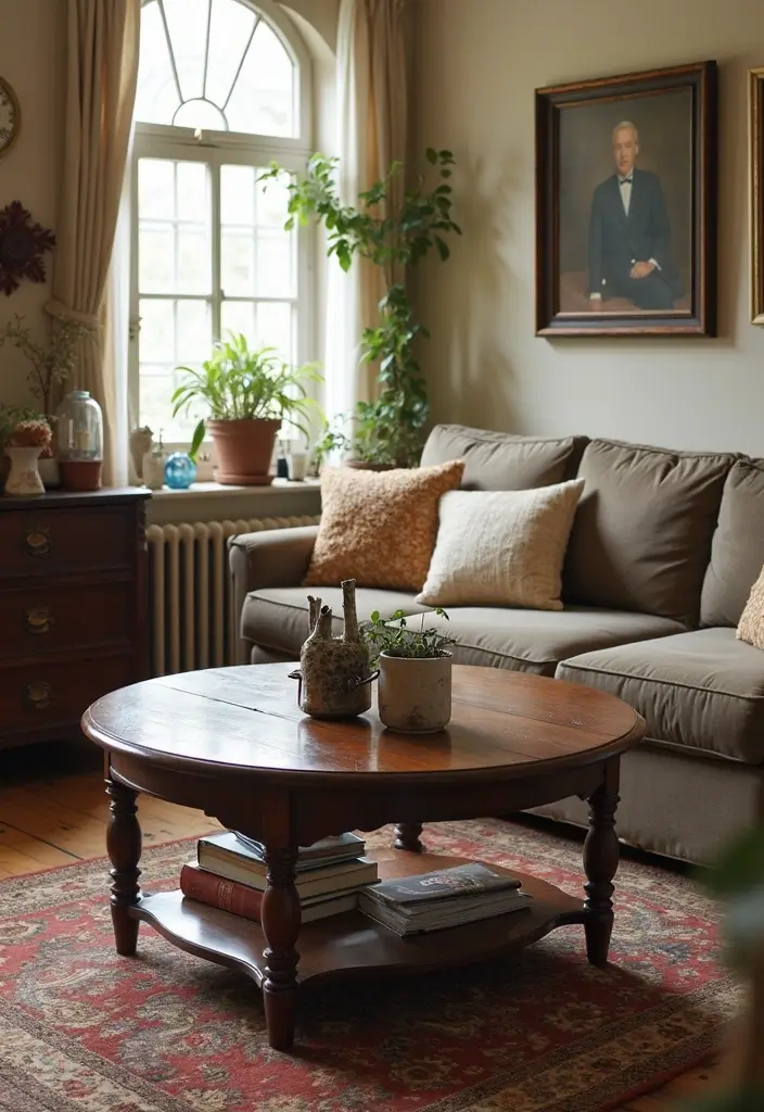 50+ Vibrant Cozy Living Room Ideas for a Fun Atmosphere - 12. Vintage Finds