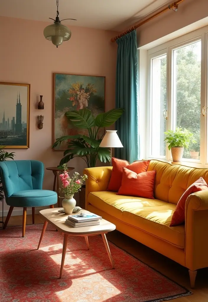 50+ Vibrant Cozy Living Room Ideas for a Fun Atmosphere - 16. Cheerful Color Combinations