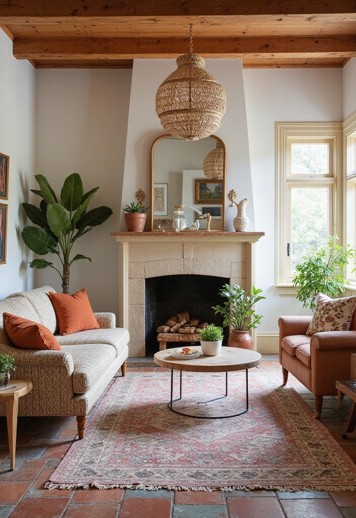 50+ Vibrant Cozy Living Room Ideas for a Fun Atmosphere - 22. Unique Flooring