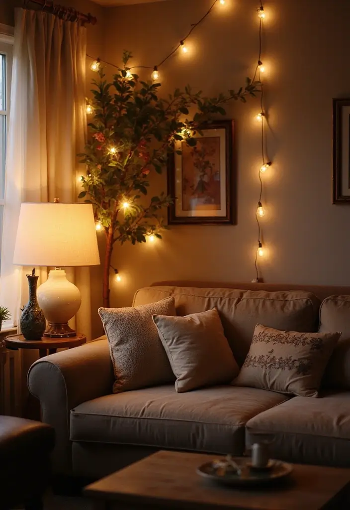 50+ Vibrant Cozy Living Room Ideas for a Fun Atmosphere - 39. Soft Lighting Accents