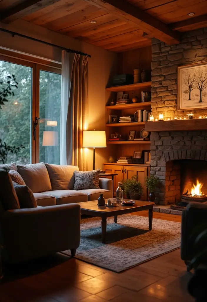 50+ Vibrant Cozy Living Room Ideas for a Fun Atmosphere - 48. Multi-layered Lighting