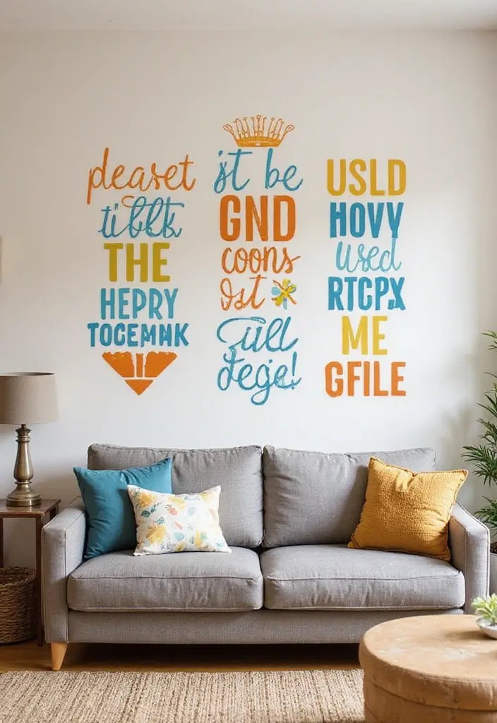 50+ Vibrant Cozy Living Room Ideas for a Fun Atmosphere - 6. Fun Wall Decals
