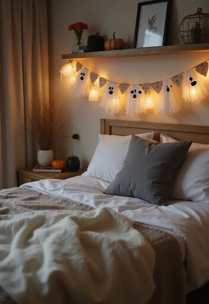 Transform Your Space: 25 Halloween Bedroom Decor Ideas for a Cozy Aesthetic! - 11. Ghostly Garlands