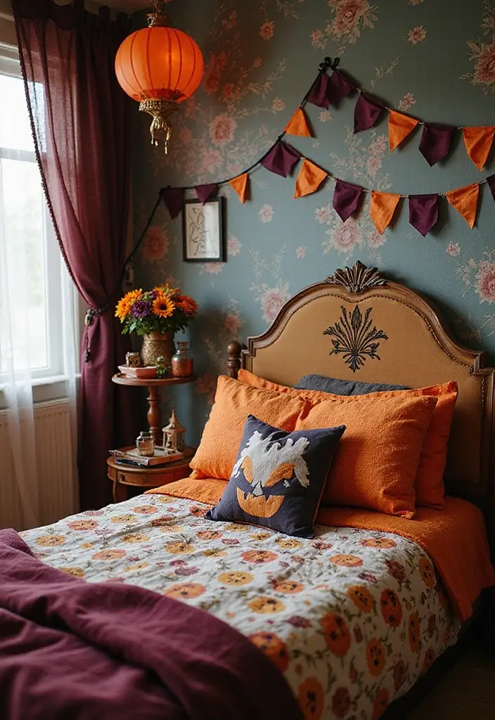 Transform Your Space: 25 Halloween Bedroom Decor Ideas for a Cozy Aesthetic! - 13. Colorful Halloween Fairy Tail