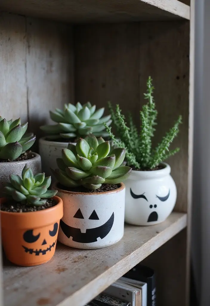 Transform Your Space: 25 Halloween Bedroom Decor Ideas for a Cozy Aesthetic! - 18. Spooky Succulents