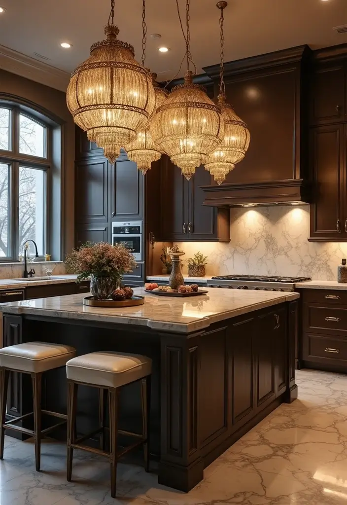 Transform Your Space: 30 Stunning Modern Luxury Kitchen Designs You’ll Adore! - 11. Luxe Lighting