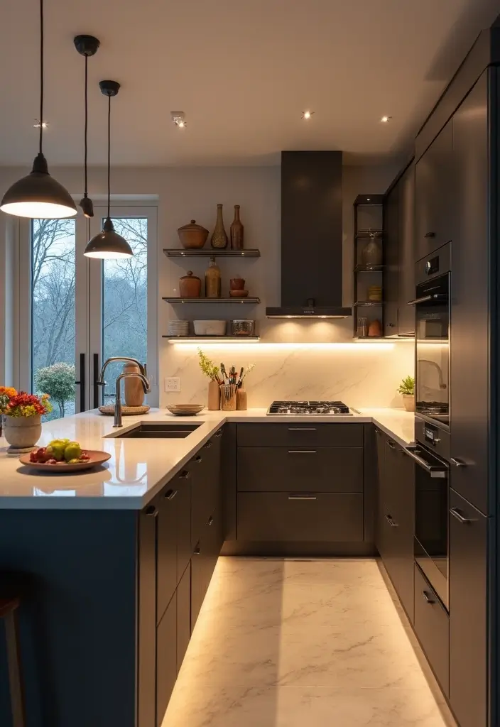 Transform Your Space: 30 Stunning Modern Luxury Kitchen Designs You’ll Adore! - 26. Customized Lighting Solutions