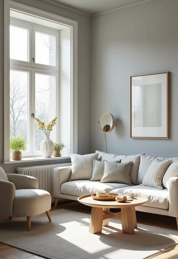 15 Living Room Paint Color Ideas That'll Transform Your Space with Grey Accent Walls and White Trim! - 1. Soft Dove Grey with Bright White Trim