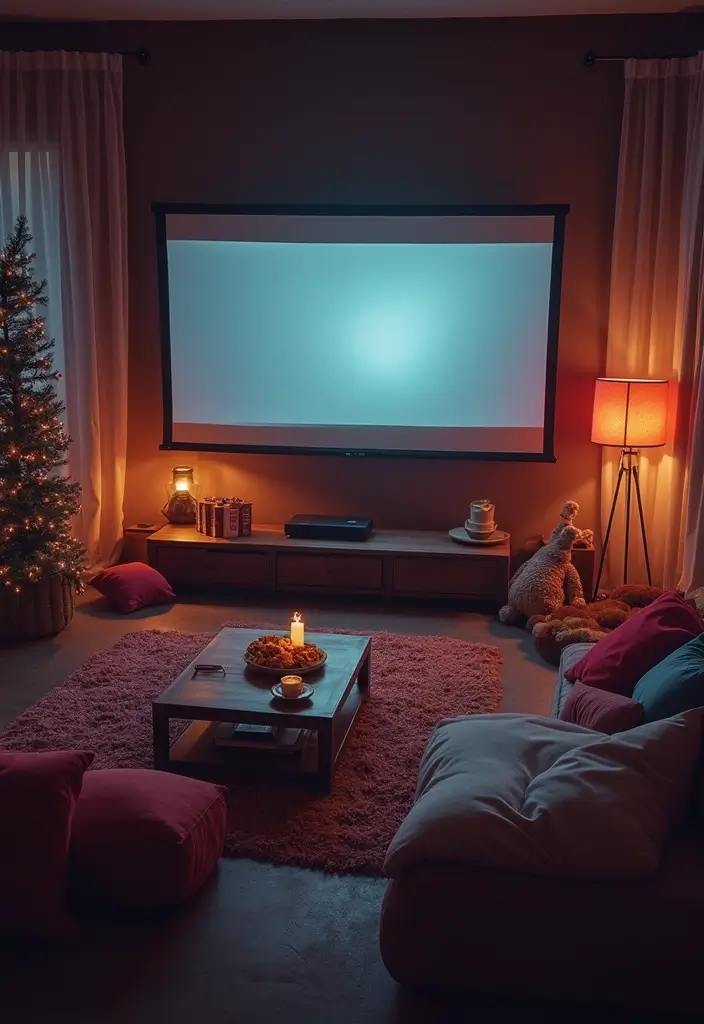 15 Stunning Living Room Romantic Date Night Decor Ideas That Will Set the Mood! - 11. Create a Movie Night Nook