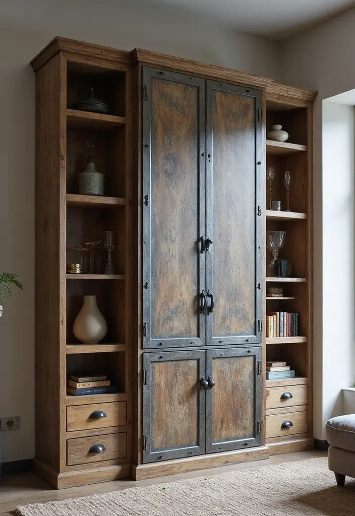 18 Built-In Cupboard Ideas for Your Living Room That Will Change Your Space Forever! - 12. Industrial Chic Designs