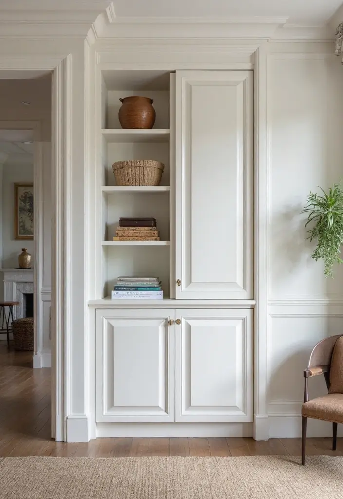 18 Built-In Cupboard Ideas for Your Living Room That Will Change Your Space Forever! - 14. Elegant Crown Molding