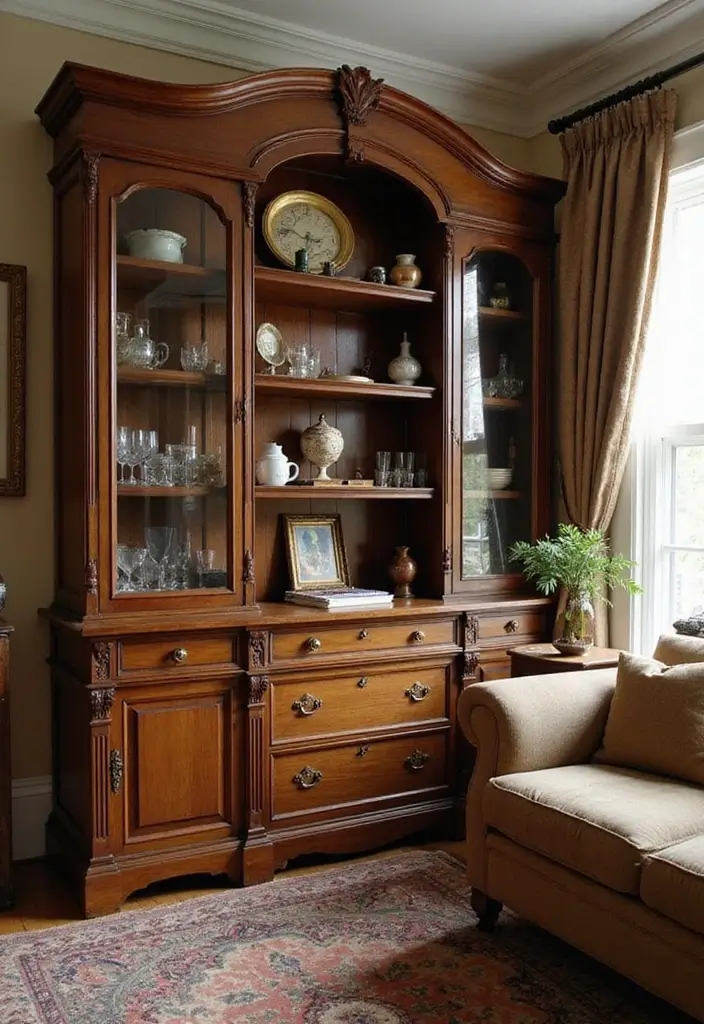 18 Built-In Cupboard Ideas for Your Living Room That Will Change Your Space Forever! - 5. Vintage Charm