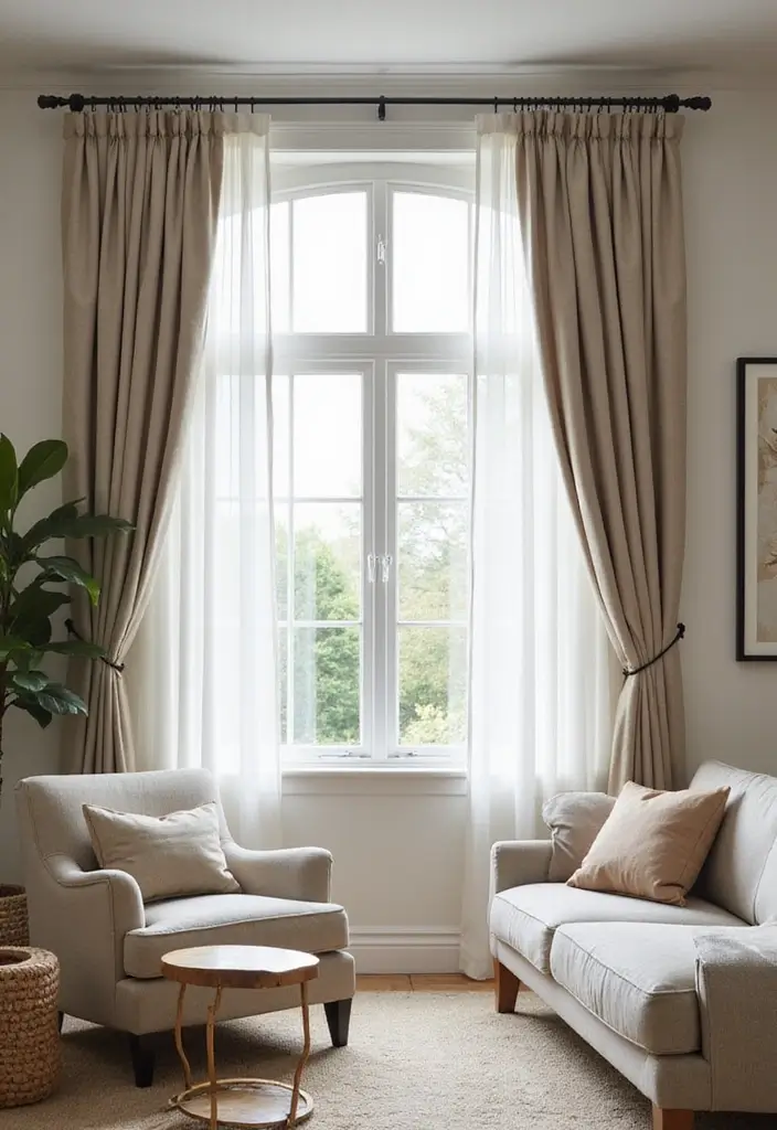 18 Curtain Ideas for Living Room That Instantly Elevate Your Space (You Won't Believe #7!) - 14. Grommet Curtains for an Easy Modern Twist