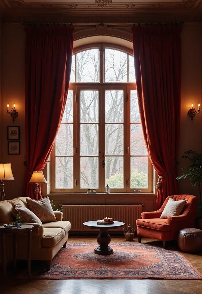 18 Curtain Ideas for Living Room That Instantly Elevate Your Space (You Won't Believe #7!) - 3. Heavy Drapes for Cozy Warmth