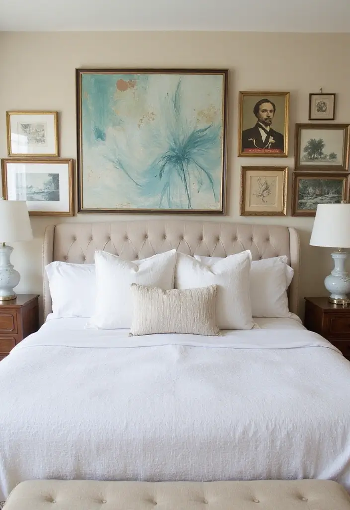 19 Luxurious Romantic Bedroom Styling Hacks to Elevate Any Space - 4. Statement Art Pieces