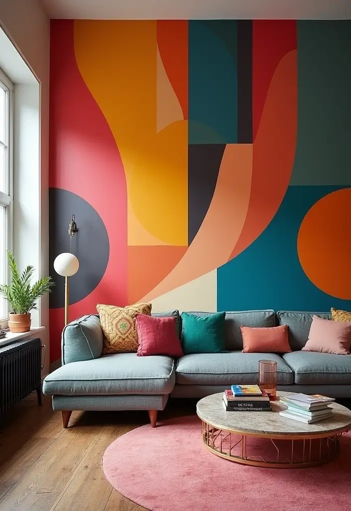 20 Accent Wall Ideas That Will Transform Your Living Room Into a Stunning Oasis! - 1. Bold Painted Geometric Patterns
