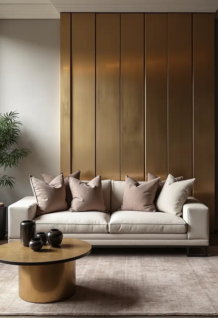 20 Accent Wall Ideas That Will Transform Your Living Room Into a Stunning Oasis! - 10. Elegant Metallic Accents