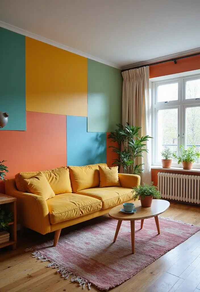 20 Accent Wall Ideas That Will Transform Your Living Room Into a Stunning Oasis! - 11. Color-Blocked Walls