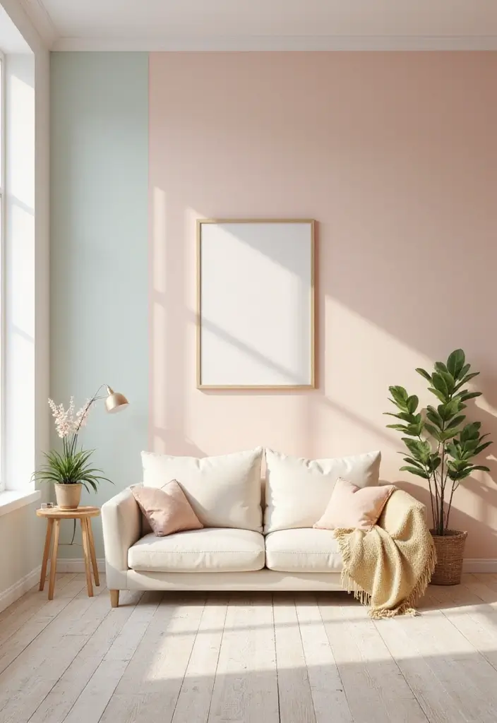 20 Accent Wall Ideas That Will Transform Your Living Room Into a Stunning Oasis! - 12. Soft Pastel Shades