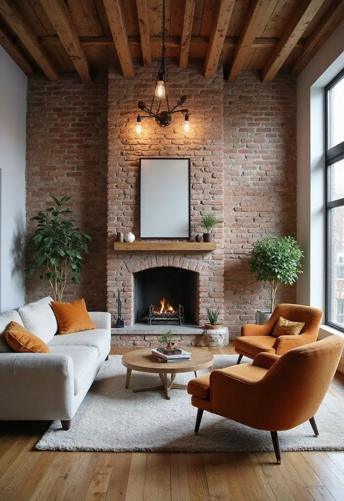 20 Accent Wall Ideas That Will Transform Your Living Room Into a Stunning Oasis! - 8. Industrial Exposed Brick