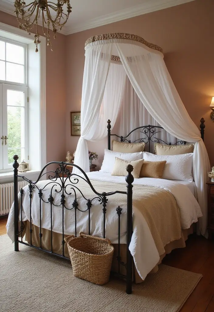 20 Bold Iron Beds Bedroom Makeovers That Transform Tiny Spaces - 17. Cozy Nook with a Canopy