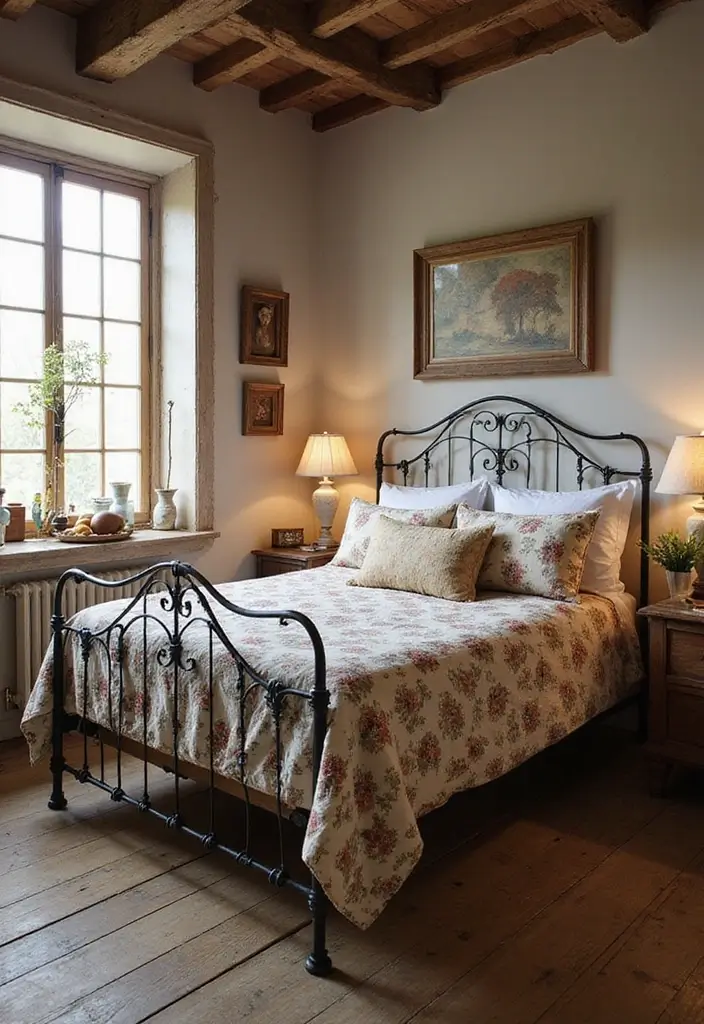 20 Bold Iron Beds Bedroom Makeovers That Transform Tiny Spaces - 3. Rustic Farmhouse Charm