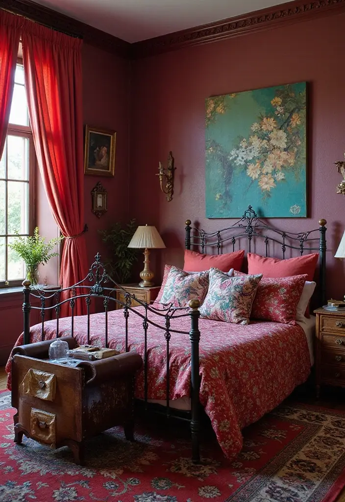 20 Bold Iron Beds Bedroom Makeovers That Transform Tiny Spaces - 4. Bold Jewel Tones
