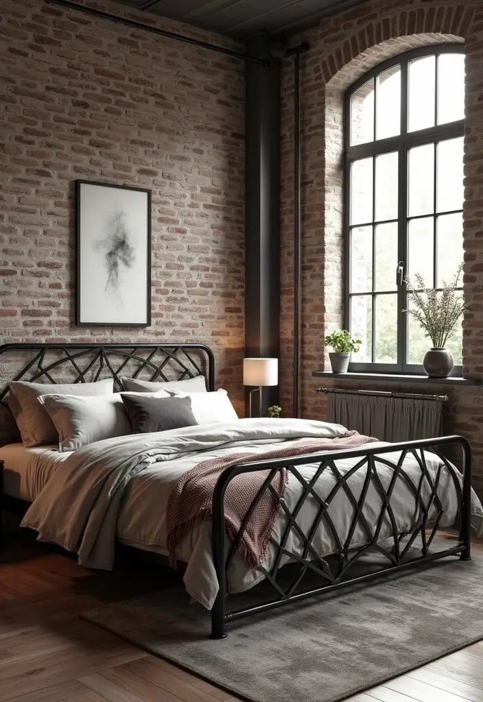20 Bold Iron Beds Bedroom Makeovers That Transform Tiny Spaces - 5. Industrial Chic Vibes