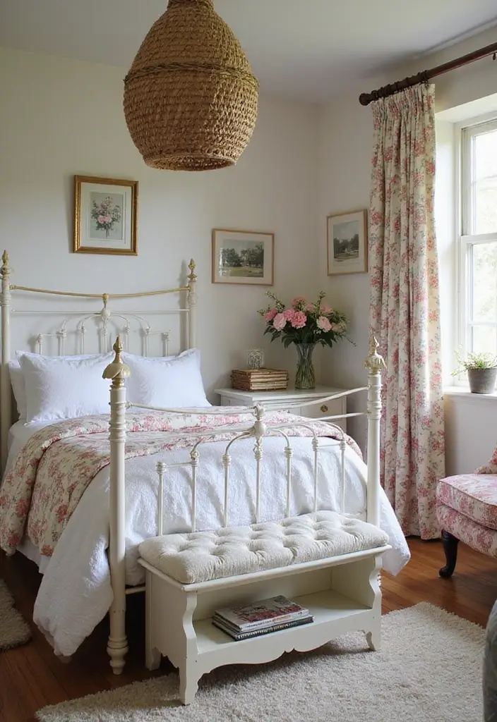 20 Bold Iron Beds Bedroom Makeovers That Transform Tiny Spaces - 9. Country Cottage Cosiness